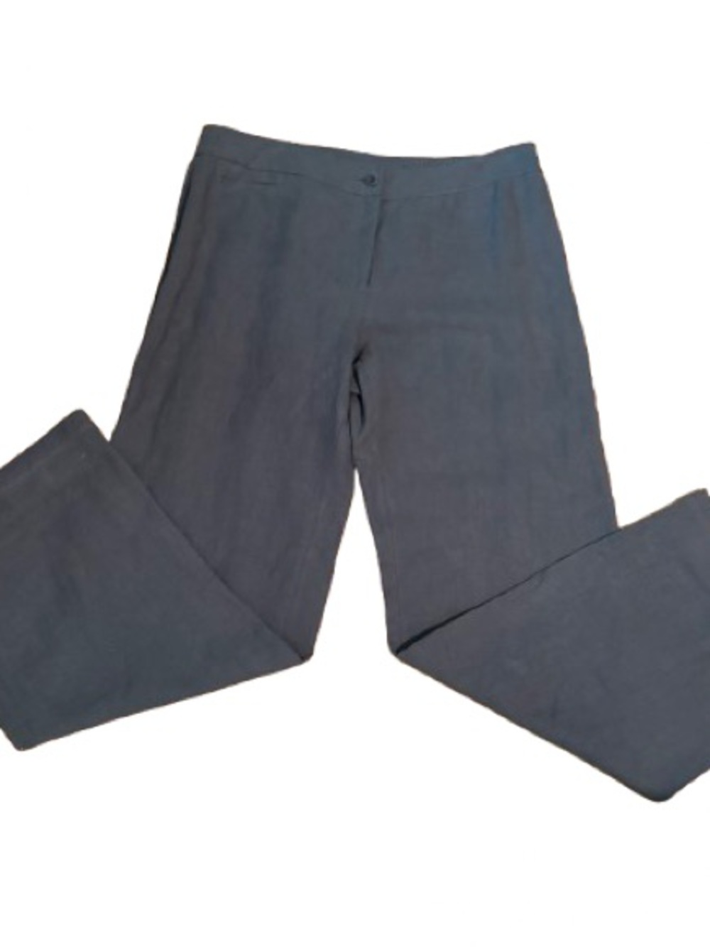 Eileen Fisher Gray Straight-Leg Washed Linen Twill Trousers Size M NWT
